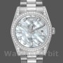 Replica Rolex Day-Date 36 mm Unisex-118389-Ghiera di diamanti-MOP Quadrante bianco MOP