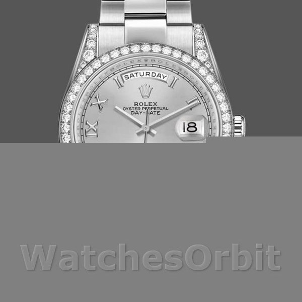 Replica Rolex Day-Date 36mm Unisex-118389-Argento Quadrante con numeri romani Argento