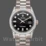 Replica Rolex Day-Date 36mm Unisex-118389-oro bianco-quadrante nero con diamanti Nero<br />