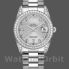 Replica Rolex Day-Date 36 mm Unisex-118389-Dal quadrante in oro bianco e argento con diamanti Argento