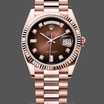 Replica Rolex Day-Date Unisex 36mm Unisex-128235-Oroverosa Marrone Quadrante Diamante Ombre Marrone