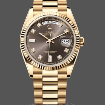 Replica Rolex Day-Date 36mm Unisex-128238-Ghiera scanalata-Componente grigio scuro Unisex-128238