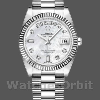 Replica Rolex Day-Date 36 mm Unisex-128239-Oro bianco-Madreperla Quadrante MOP
