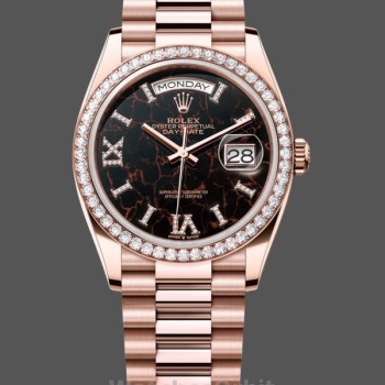 Replica Rolex Day-Date 36mm Unisex-128345RBR-Dal quadrante oro Everose Eisenkiesel unisex