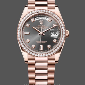 Replica Rolex Day-Date 36mm Unisex-128345RBR-Dal quadrante ardesia-oro ardesia unisex