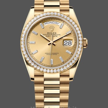 Replica Rolex Day-Date 36 mm Unisex-128348RBR-Calendario champagne-Oro giallo Champagne
