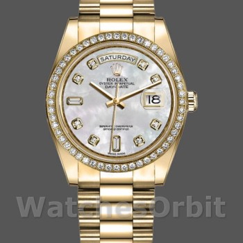 Replica Rolex Day-Date 36 mm Unisex-128348RBR-MOP Quadrante - Oro giallo MOP
