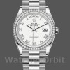 Replica Rolex Day-Date 36mm Unisex-128349RBR-quadrante romano bianco- ghiera con diamanti Bianco
