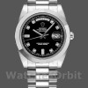 Replica Rolex Day-Date-218206, 41 mm, platino, quadrante nero con diamanti, Uomo Nero