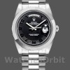 Replica Rolex Day-Date-218206, 41 mm, Platino, Quadrante nero concentrico, Uomo Nero
