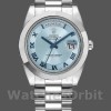 Replica Rolex Day-Date-218206, 41 mm, platino, quadrante blu ghiaccio a cerchi concentrici, Uomo Blu Ghiaccio