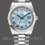 Replica Rolex Day-Date-218206, 41 mm, platino, quadrante blu ghiaccio a cerchi concentrici, Uomo Blu Ghiaccio