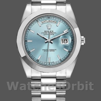 Replica Rolex Day-Date-218206, 41 mm, quadrante blu ghiaccio, platino, Uomo, blu ghiaccio