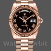 Replica Rolex Day-Date-218235 da uomo, 41 mm, oro rosa, quadrante nero con numeri romani, nero da uomo