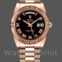 Replica Rolex Day-Date-218235 da uomo, 41 mm, oro rosa, quadrante nero con numeri romani, nero da uomo