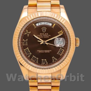 Replica Rolex Day-Date-218235, 41 mm, quadrante marrone cioccolato, oro rosa, Uomo, marrone cioccolato