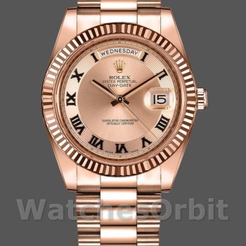 Replica Rolex Day-Date-218235, 41 mm, oro rosa, quadrante champagne a cerchi concentrici, Uomo Champagne