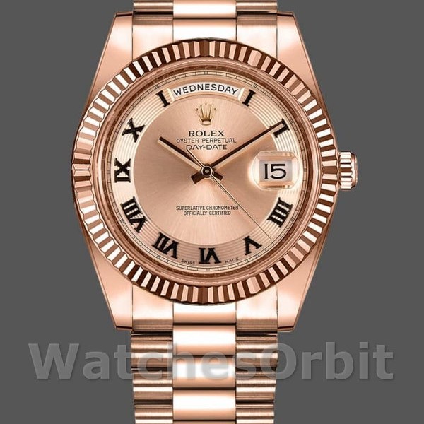 Replica Rolex Day-Date-218235, 41 mm, oro rosa, quadrante champagne a cerchi concentrici, Uomo Champagne