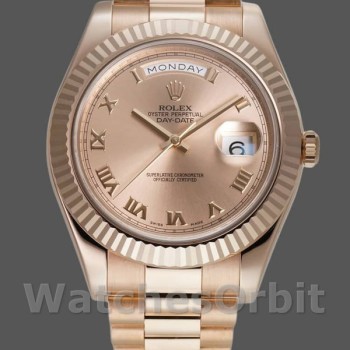 Replica Rolex Day-Date-218235 da uomo, 41 mm, oro rosa, quadrante romano rosa, Uomo Rosa