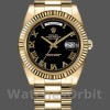 Replica Rolex Day-Date-218238 da uomo, 41 mm, oro giallo, quadrante nero con numeri romani, nero da uomo