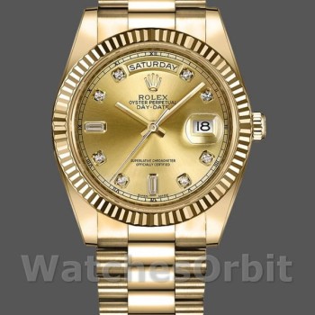 Replica Rolex Day-Date-218238 da uomo, 41 mm, oro giallo, quadrante champagne, Champagne da uomo