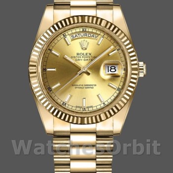 Replica Rolex Day-Date-218238 da uomo, 41 mm, oro giallo, quadrante champagne, Champagne da uomo