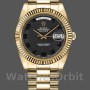 Replica Rolex Day-Date-218238, 41 mm, oro giallo, quadrante nero a cerchi concentrici, Uomo Nero
