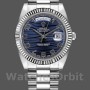 Replica Rolex Day-Date-218239, 41 mm, oro bianco, quadrante blu ondulato, Uomo Blu