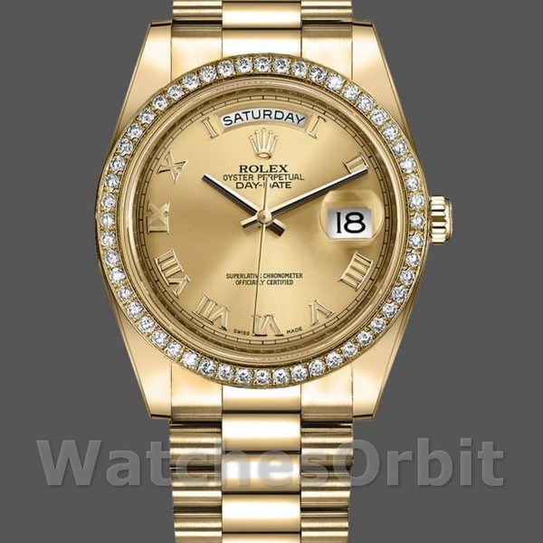 Replica Rolex Day-Date-218348 da uomo, 41 mm, quadrante romano champagne, Champagne da uomo
