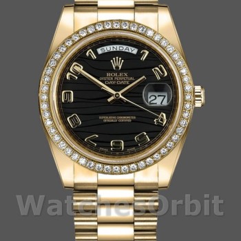 Replica Rolex Day-Date-218348, 41 mm, quadrante nero Wave, Uomo Nero