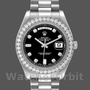 Replica Rolex Day-Date-218349 da uomo, 41 mm, quadrante nero con diamanti, Nero da Uomo