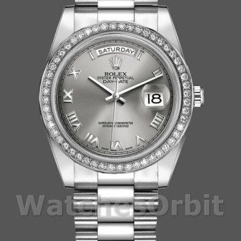 Replica Rolex Day-Date-218349, 41 mm, quadrante grigio rodio, Uomo Grigio
