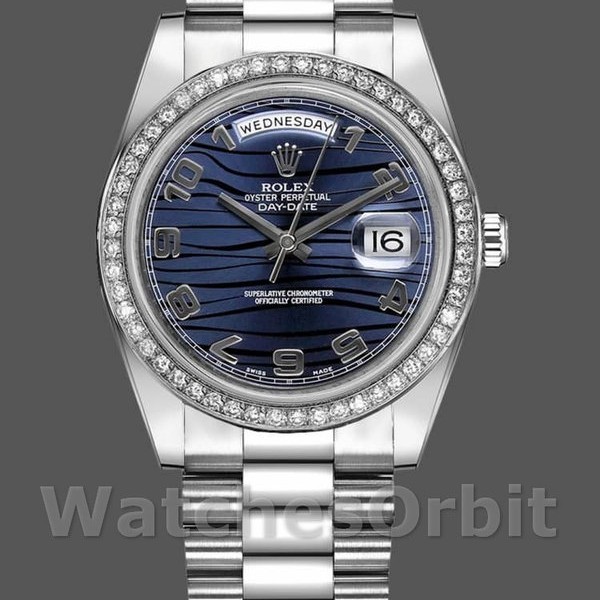 Replica Rolex Day-Date-218349, 41 mm, quadrante blu Wave, Uomo Wave Blue