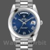 Replica Rolex Day-Date-228206 da uomo, 40 mm, quadrante blu con numeri romani, platino, blu da uomo