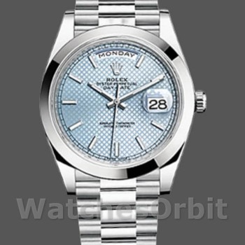 Replica Rolex Day-Date-228206, 40 mm, platino, quadrante con motivo blu ghiaccio, Uomo Blu Ghiaccio