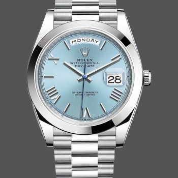 Replica Rolex Day-Date-228206, 40 mm, platino, quadrante blu ghiaccio, Uomo Blu Ghiaccio