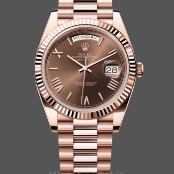 Replica Rolex Day-Date-228235 da uomo, 40 mm, quadrante marrone cioccolato, lunetta scanalata, marrone cioccolato da uomo