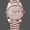Replica Rolex Day-Date-228235 da uomo, 40 mm, quadrante con pavé di diamanti, lunetta scanalata, pavé di diamanti da uomo