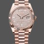 Replica Rolex Day-Date-228235 da uomo, 40 mm, quadrante con pavé di diamanti, lunetta scanalata, pavé di diamanti da uomo