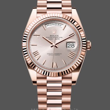 Replica Rolex Day-Date-228235, 40 mm, Sundust, quadrante con numeri romani, lunetta scanalata, Uomo Sundust