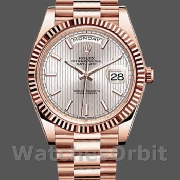 Replica Rolex Day-Date-228235, 40 mm, quadrante con motivo a righe Sundust, lunetta scanalata, Uomo Sundust<br />