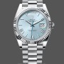 Replica Rolex Day-Date 40 mm Uomo-228236 0012-Ghiera scanalata-Dialetto blu ghiaccio Blu ghiaccio