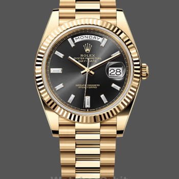 Replica Rolex Day-Date-228238 da uomo, 40 mm, quadrante nero con diamanti, lunetta scanalata, nero da uomo