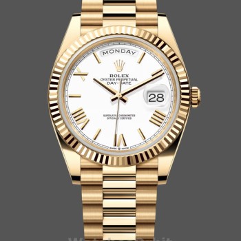 Replica Rolex Day-Date-228238 da uomo, 40 mm, quadrante bianco romano, lunetta scanalata, bianco da uomo