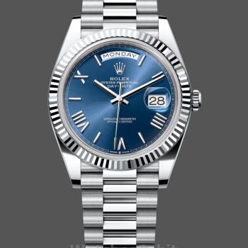 Replica Rolex Day-Date-228239 da uomo, 40 mm, quadrante blu romano, lunetta scanalata, blu da uomo