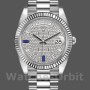 Replica Rolex Day-Date-228239 da uomo, 40 mm, quadrante con pavé di diamanti, lunetta scanalata, pavé di diamanti da uomo