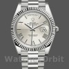 Replica Rolex Day-Date-228239, 40 mm, quadrante argentato con motivi romani, lunetta scanalata, uomo, argento