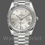 Replica Rolex Day-Date-228239, 40 mm, quadrante argentato con motivi romani, lunetta scanalata, uomo, argento