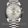 Replica Rolex Day-Date-228239, 40 mm, quadrante argentato con motivo a righe, lunetta scanalata, uomo, argento