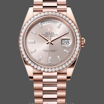 Replica Rolex Day-Date-228345RBR 0007, 40 mm, quadrante diamantato Sundust, lunetta diamantata, Uomo Sundust